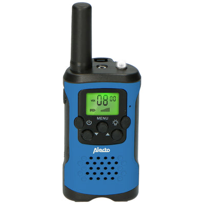 Alecto FR-115BW - Set mit zwei Walkie Talkies für Kinder, Reichweite von bis zu 7 Kilometern, Blau/Schwarz