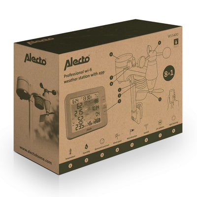 Alecto WS5400 - Professionelle 8 in 1 WLAN-Wetterstation mit App und kabellosem Außensensor, weiß