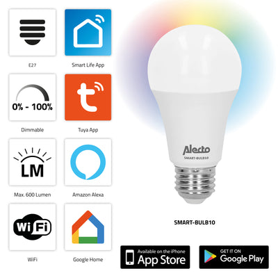 Alecto SMART-BULB10 TRIPLE - Smarte WLAN LED-Lampe, 3er-Pack