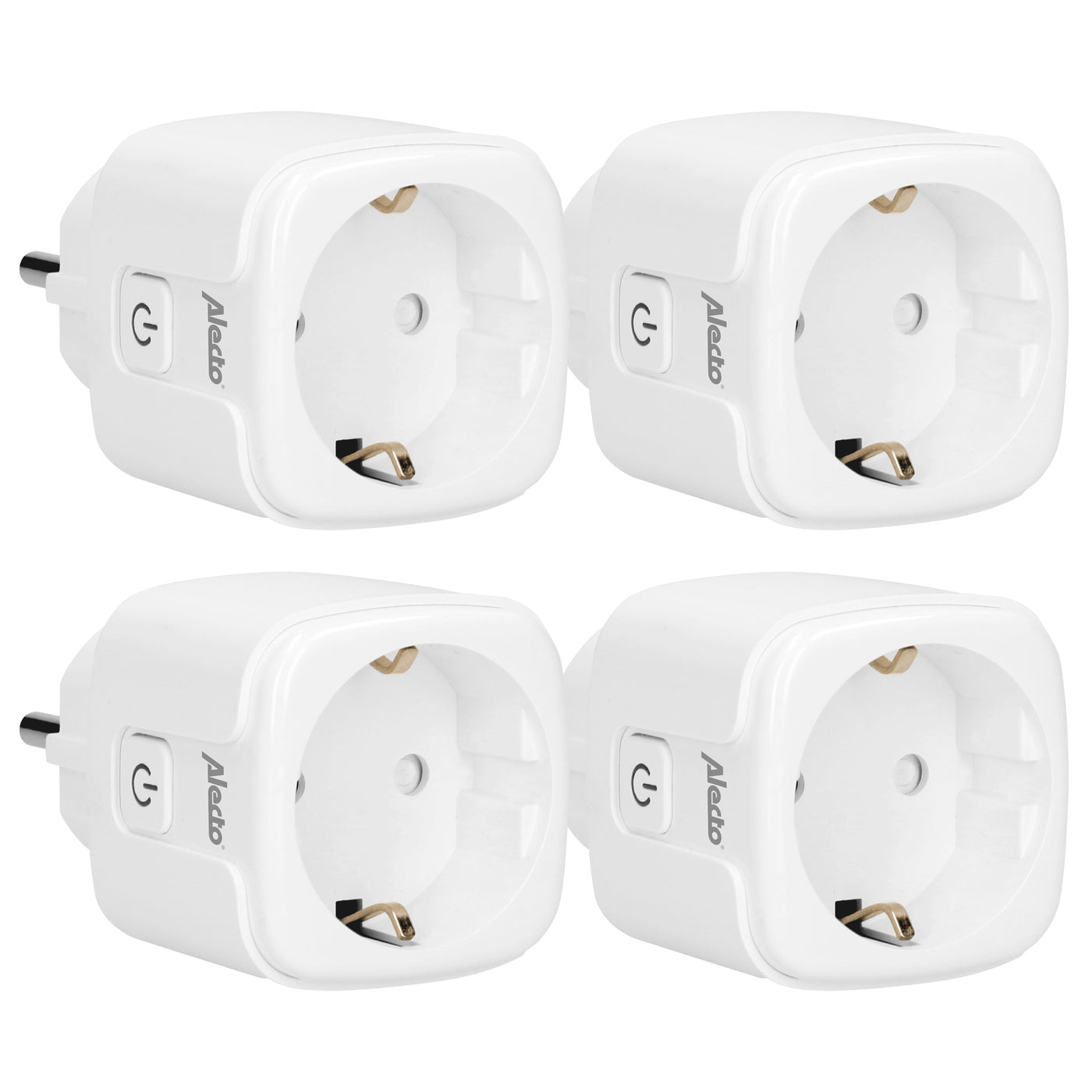 Alecto SMART-PLUG10 - Smarter WLAN-Zwischenstecker, 16 A, 3680 W, 4er-Pack, Weiß