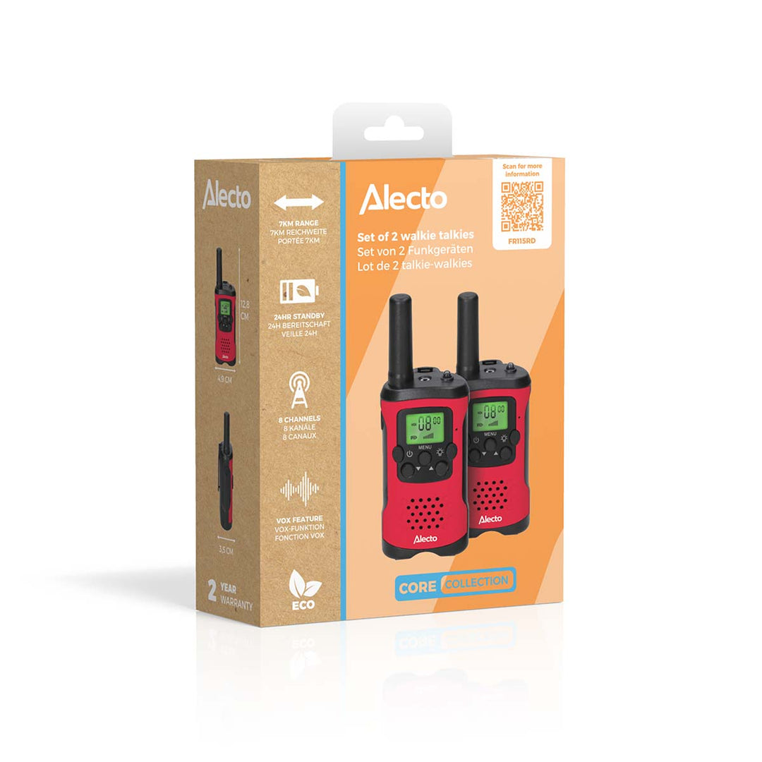 ALECTO FR-175BW Conjunto de walkie-talkies con base de carga 8 canales 7km ALECTO FR-175BW Conjunto de walkie-talkies con base de carga 8 canales 7km