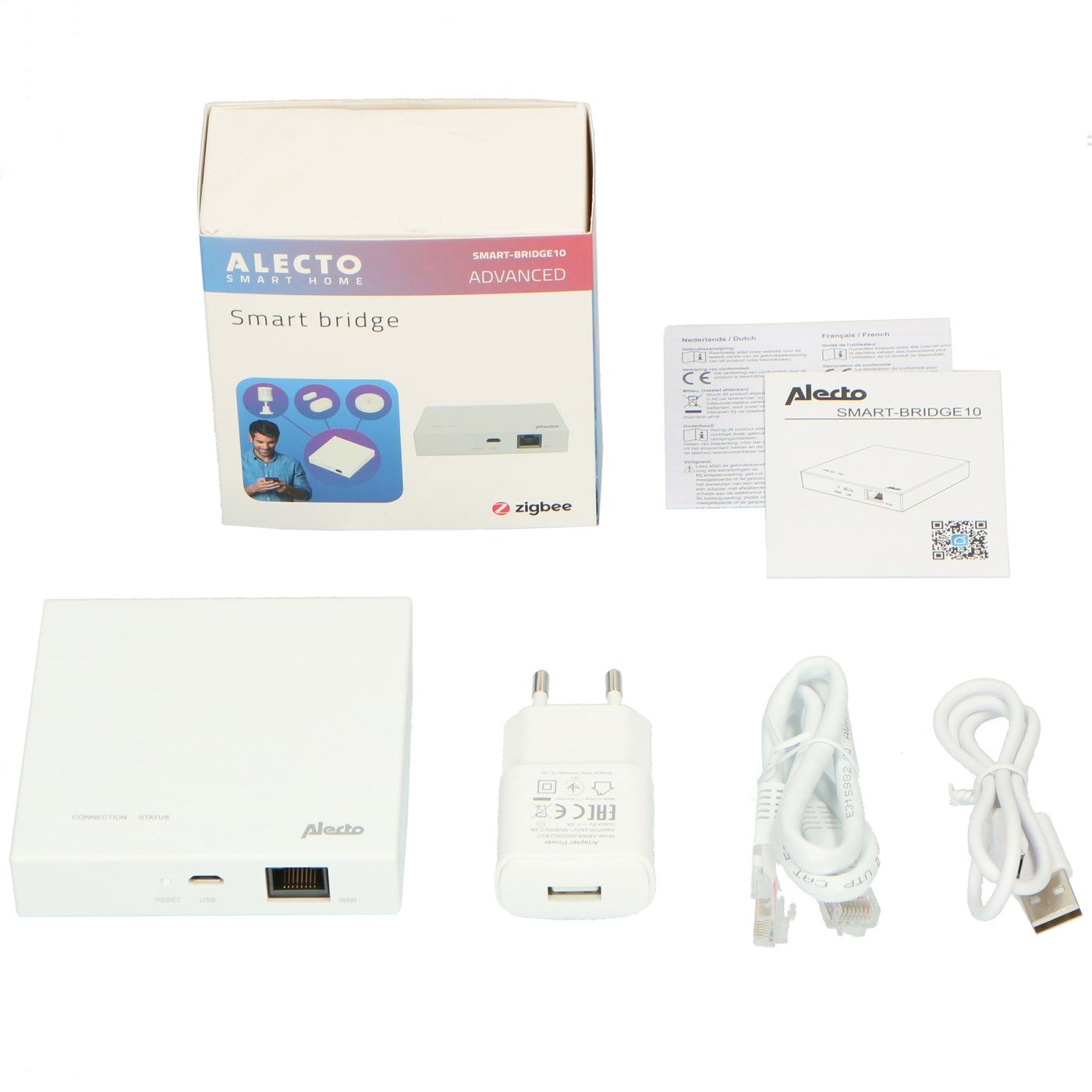 Alecto SMART-SMOKE10 SET 4 - Starterset Smart Zigbee Verbindungsstück mit 3 Smart Zigbee Rauchmeldern