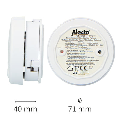 Alecto SA-100 4-PACK - Mini-Rauchmelder mit 5 Jahren Batterielaufzeit, 4er-Pack