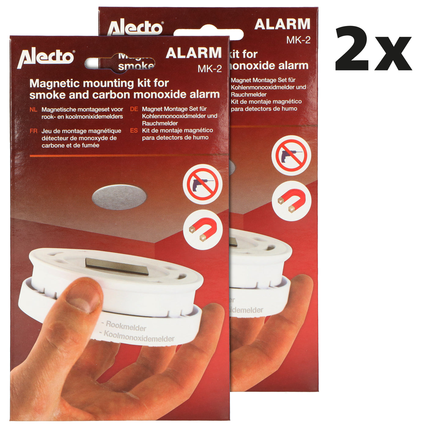 Alecto MK-2 TWIN - Magnet-Befestigungsset für Rauchmelder und Kohlenmonoxidmelder