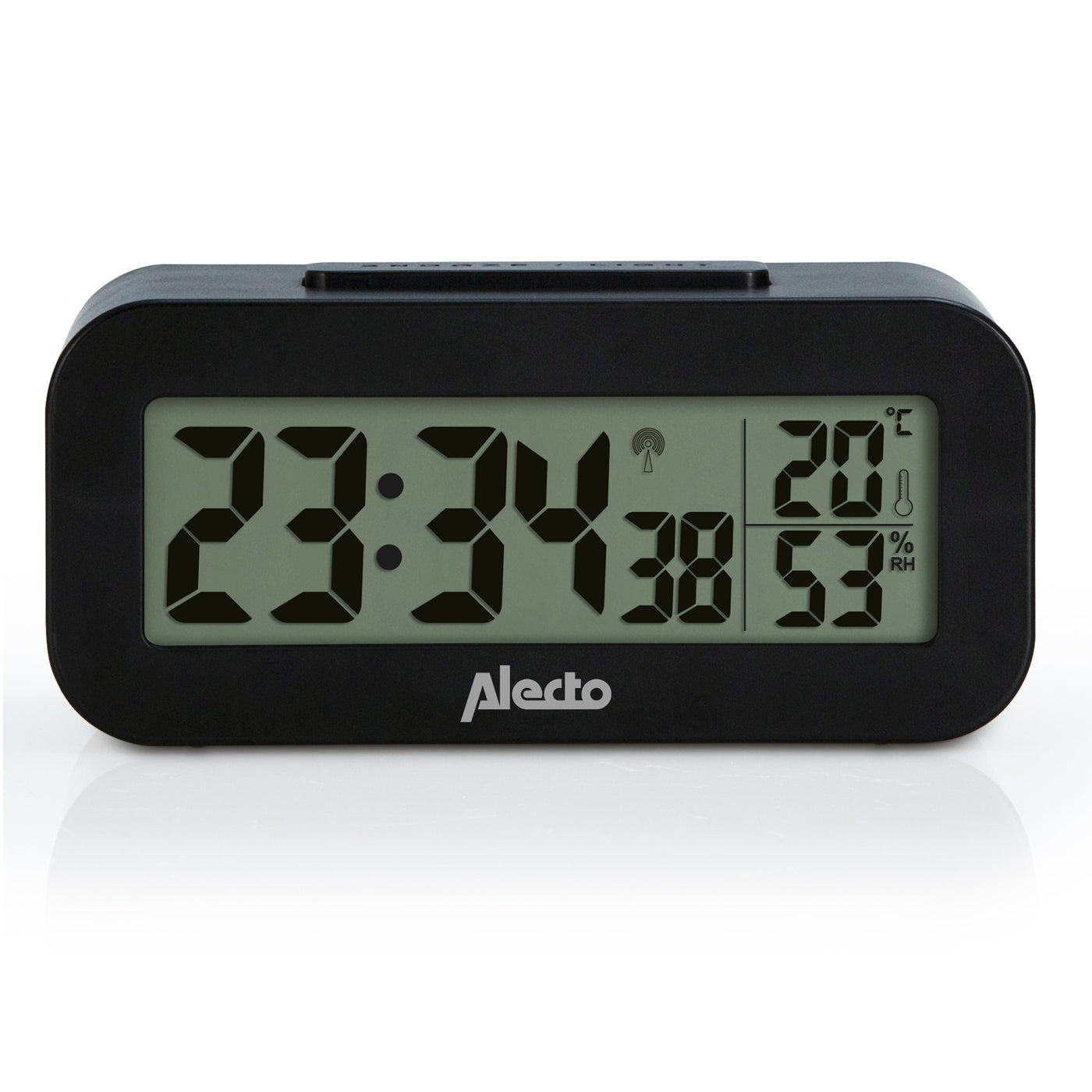 Alecto AK-30 - Digitaler Wecker mit Thermometer und Hygrometer, schwarz