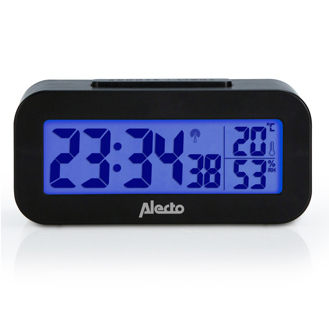 Alecto AK-30 - Digitaler Wecker mit Thermometer und Hygrometer, schwarz